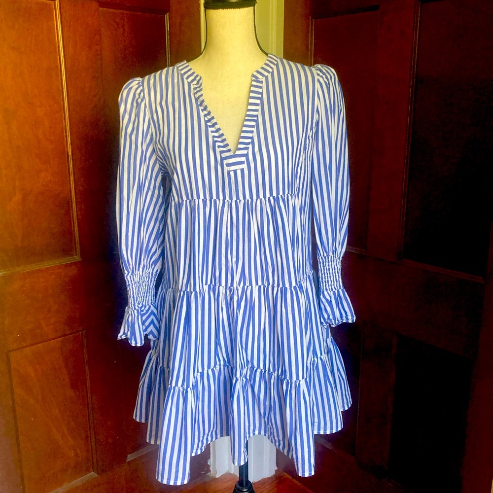 Pomander Place by Tuckernuck Kenzo blue stripe dress sized Medium.